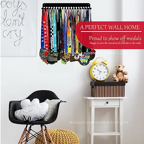 Premium Medal Display Hanger - Never Give Up, 16 Inch with 20 Hooks