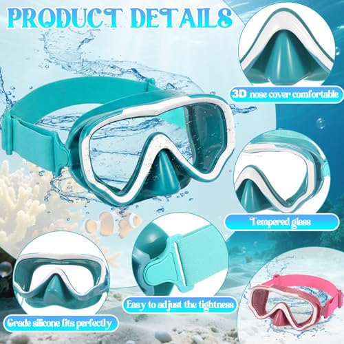 Flutesan Kids Swim Goggles with Nose Cover - Emerald Green / Brick Red (2 Pcs)