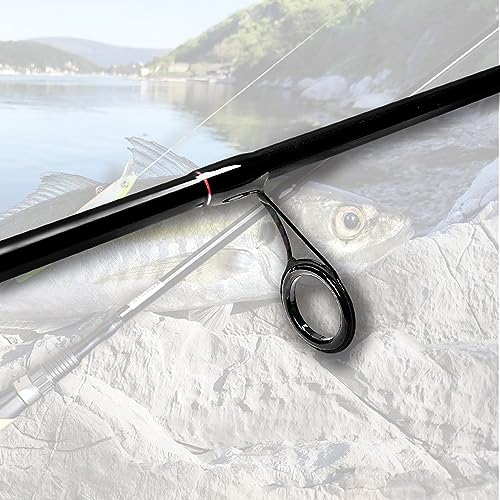 Fiblink 8' Medium Heavy Carbon Spinning Fishing Rod - Portable 4-Piece Travel Rod