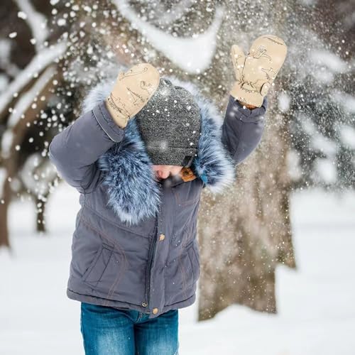 Toddler Waterproof Winter Mittens - Lined Fleece, Navy, 4-8 Years