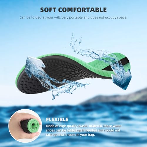 Water Shoes for Women & Men - Barefoot Quick-Dry Aqua Socks - Size 8.5-9.5 Women/7.5-8.5 Men - Green