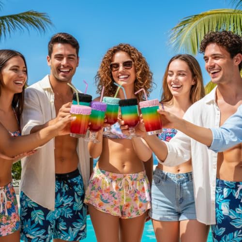 12 PCS Multicolor Scrunchie Drink Covers for Alcohol Protection