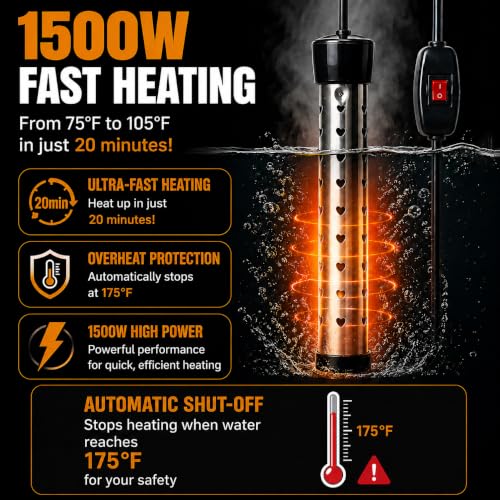 Portable Camping Shower with 1500W Heater Rechargeable Water Pump