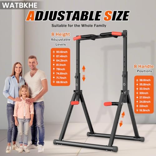 Foldable Power Tower Pull Up Dip Station - Black Multifunction Bar