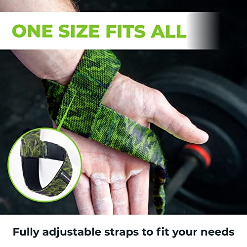 Weightlifting Straps with Neoprene Padding - 20-Inch Cotton - Camo