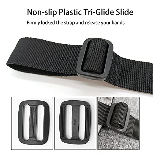 Adjustable Backpack Chest Strap with Quick Release Buckle - Black