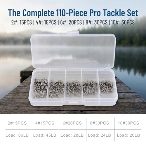 Fishing Swivels Snap Swivels - 110PCS Stainless Steel Assortment