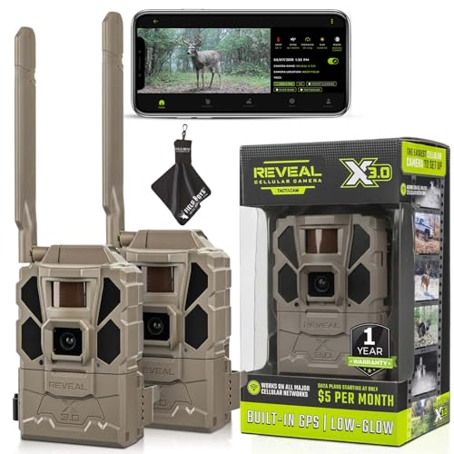 Cellular Trail Camera 2PK - TACTACAM Reveal X Gen 3.0, HD Photos, Built-in GPS, Fast Trigger Speed