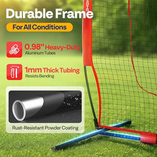 Baseball & Softball Training Net with Batting Tee - Red