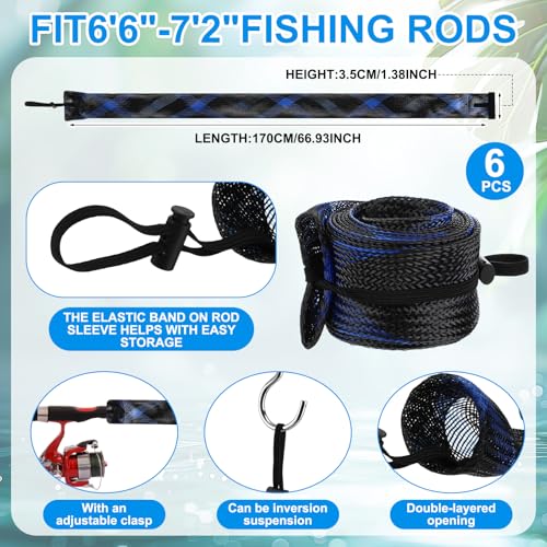 12 Pcs Fishing Rod Sleeves & Lure Wraps Set for Rods, Grey - Teyva Daily