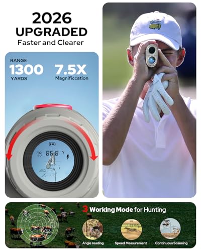GF2 Golf Rangefinder with Slope - 1300 Yards, Gray
