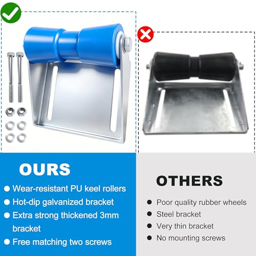 8 Inch Boat Trailer Rollers with Brackets - Durable Keel Support | XIANGZI