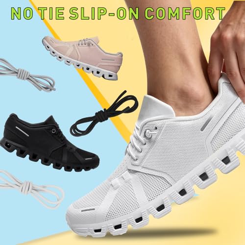Elastic No Tie Shoe Laces - 2 Pairs for On Cloud 5, 6 - White 24in