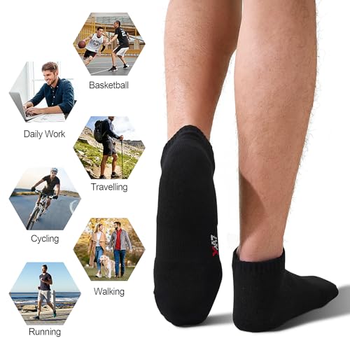 Men's Bamboo Viscose Athletic Ankle Socks - Black, Large