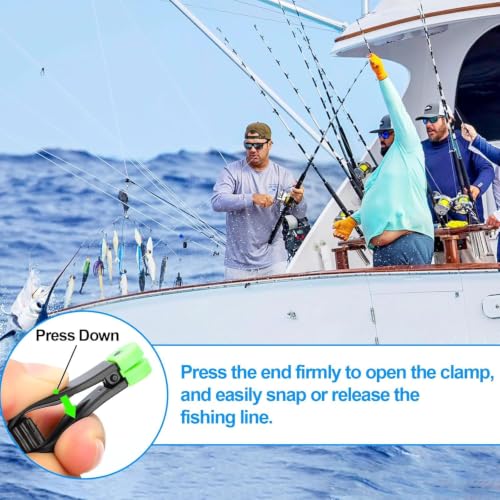 TSV 4-Pack Power Grip Line Release Clips for Fishing Down-Rigger & Trolling