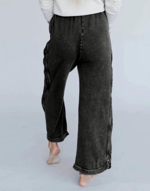 Ayturbo Womens Wide Leg Pants Casual High Waisted Drawstring Sweatpants Summer Loose Lounge Pants with Pockets(Black,M)