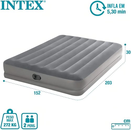 Intex Dura-Beam Prestige Air Mattress - Queen Size with Built-in USB Pump & 12in Height - 600lb Capacity
