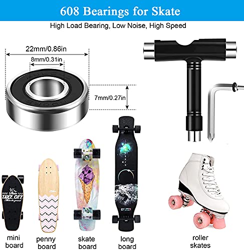 All-in-One Skate Tool Kit with 10pcs 608RS Bearings - Black
