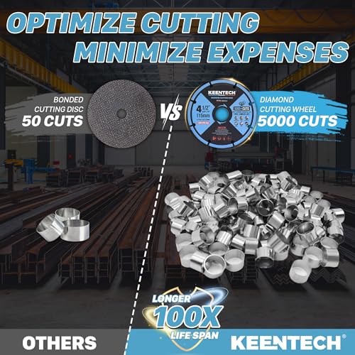 KEENTECH 4 1/2 x 7/8 Inch Diamond Cut Off Wheel for Metal Cutting, Compatible with Angle Grinder