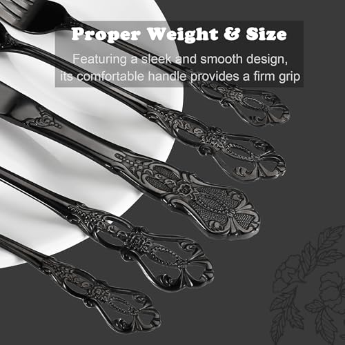 Runfly Retro Black Stainless Steel Flatware Set for 4 - 20 Pieces