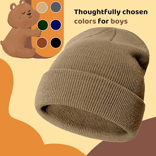 Baby Beanie 3-Pack Winter Hats for Toddler 6-24 Months - Black/Beige/Deep Camel