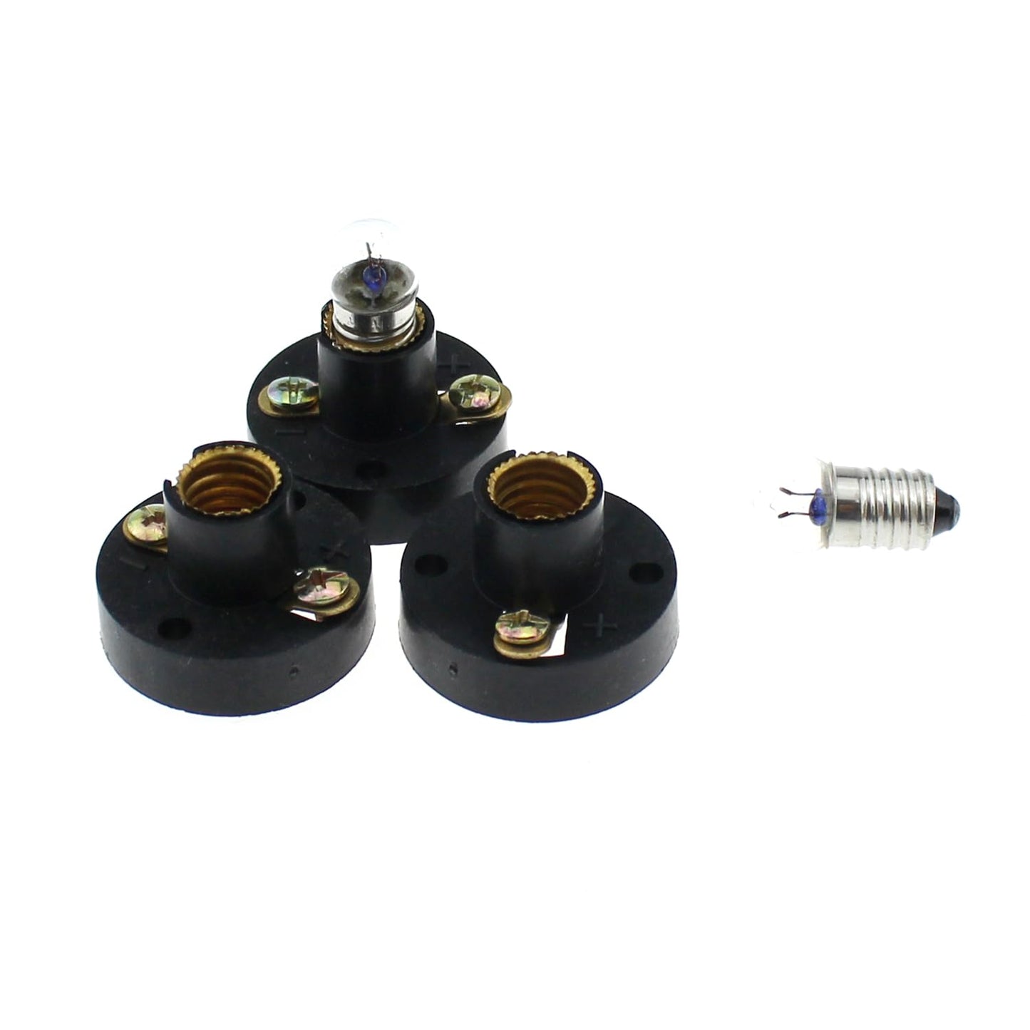 MTQY 30PCS Mini Bulb Plastic Bulb Holder 20PCS E10 2.5V 0.3A Mini Bulb and 10PCS E10 Black Plastic Mini Bulb Sockets Suitable for Student Experiment Lighting DIY Accessories