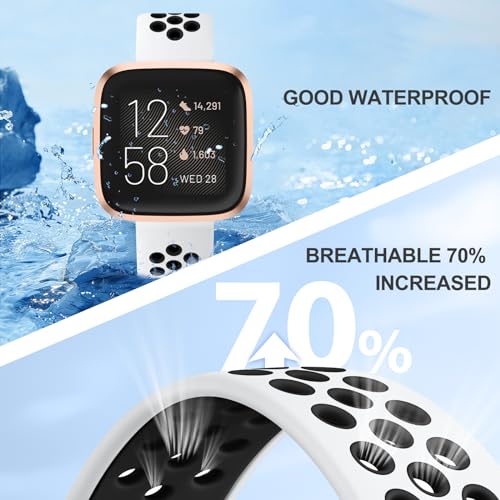 Breathable Silicone Sport Watch Band for Smartwatch - White/Black
