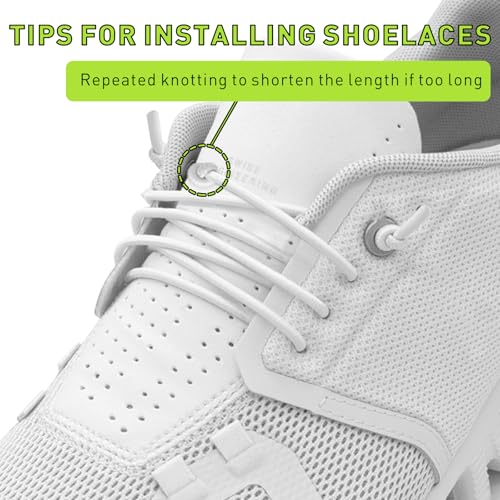 Elastic No Tie Shoe Laces - 2 Pairs for On Cloud 5, 6 - White 24in