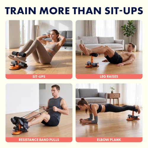 Sit Up Bar with Suction Cups - Adjustable Core Trainer - Black & Orange