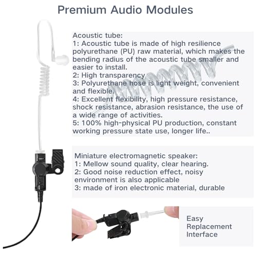 APX 6000 XPR 7550e Earpiece with Microphone - Motorola Radio Compatible, Single Unit