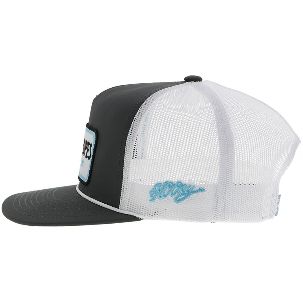 HOOEY Cactus Ropes Texas Patch Trucker Hat for Men – Adjustable Snapback Mesh Baseball Cap - Breathable Mesh - Western Trucker Hat for Ranch, Work, & Everyday Wear - One-Size - Charcoal/White