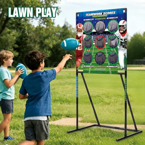 Kids Football and Baseball Toss Game - 9 Hole Target for Outdoor Fun