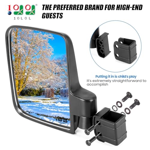 Golf Cart Mirrors Kit - HD Shatterproof Glass, 180° Adjustable