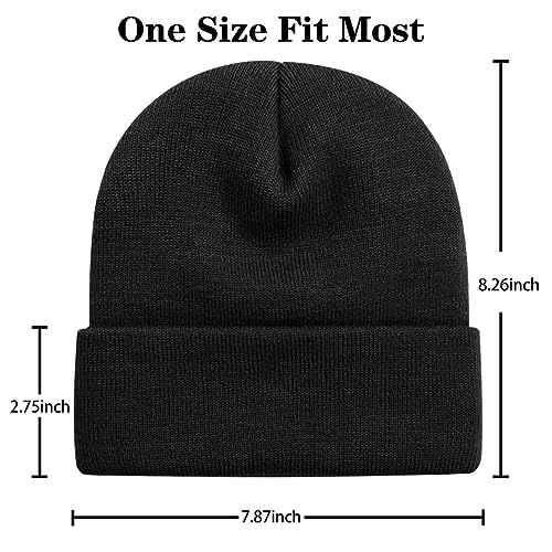 Slouchy Knit Beanie Hat for Men & Women - Black