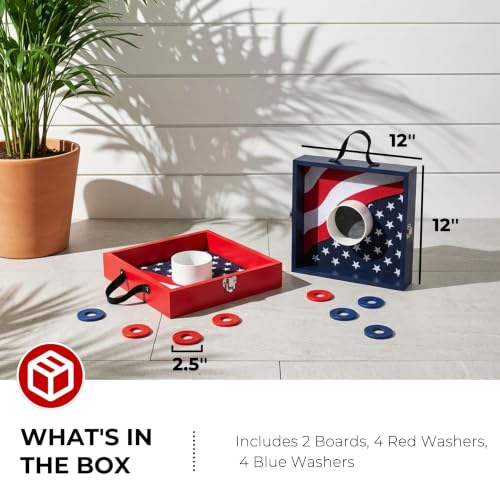 Outdoor Washer Toss Game Set with Wooden Boards & Steel Washers