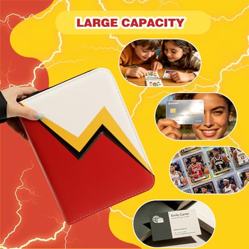Red Lightning 4 Pocket Trading Card Binder for 400 Cards - MonBel