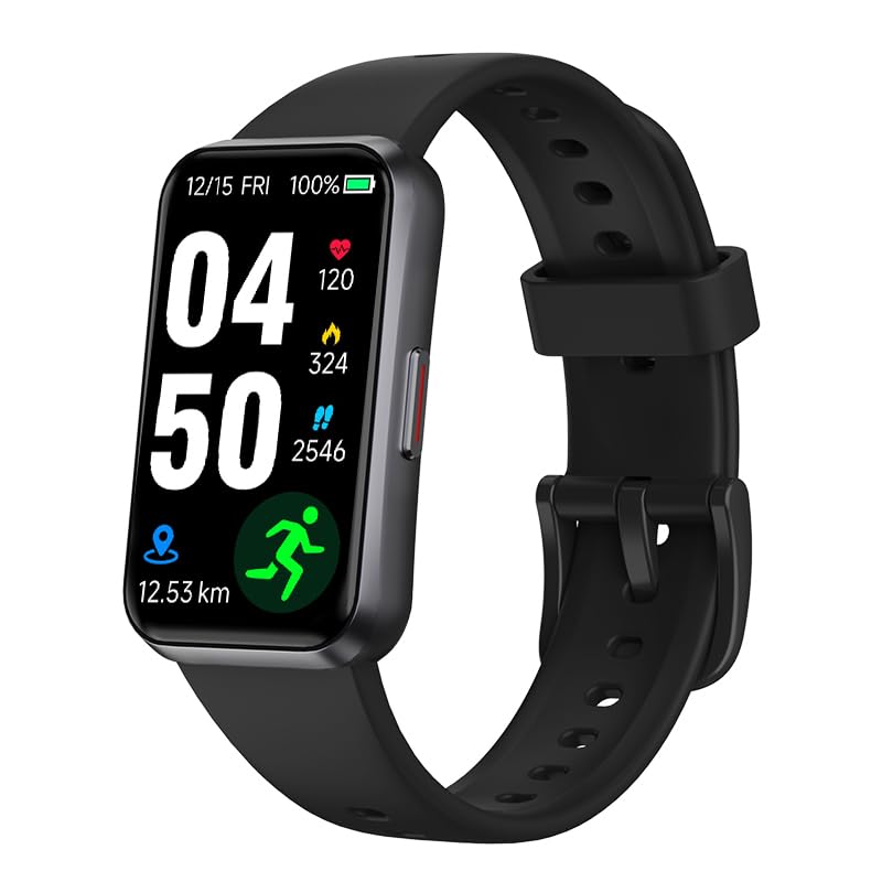 USMECBL Black Fitness Tracker with Heart Rate, SpO2, Sleep Monitor & 1.47” OLED