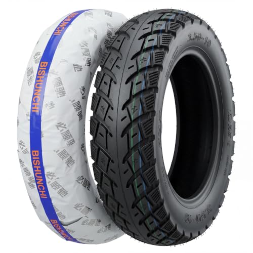 BISHUNCHI 3.50-10 Off-Road Tubeless Scooter Tire - Thickened Anti-Skid 10 Inch Replacement, Variant 1
