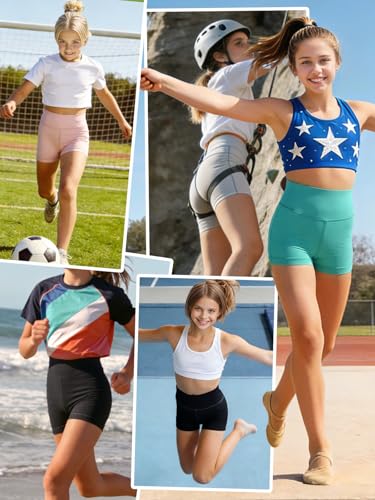 High Waist Girls Athletic Shorts - Black, 13-14 Years