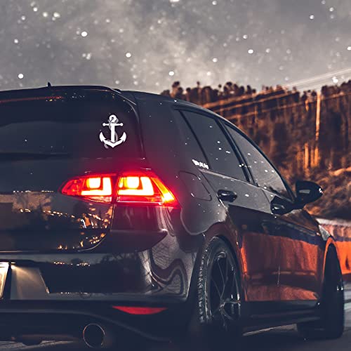 Anchor & Rope Chain Sticker Decal - 4" x 5" White Vinyl