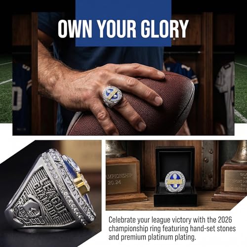 Fantasy Football Champion Ring 2025 with Gift Box - Premium Award