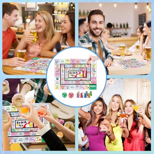 Drinking Board Game for Adults - Leather Mat, Multicolor - 2-8 Players