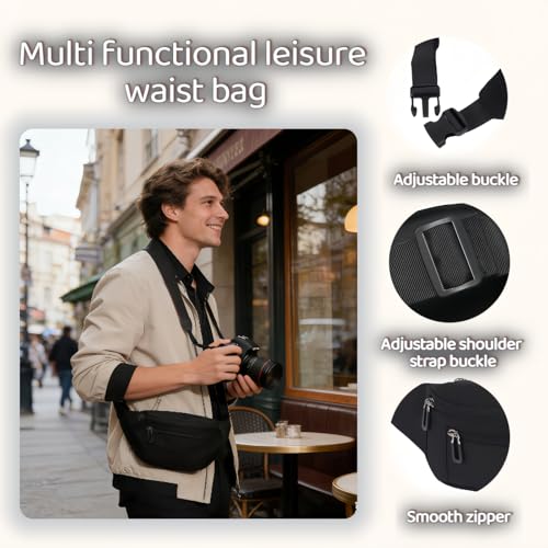 Lightweight Water-Resistant Fanny Pack with 3-Zipper Pockets