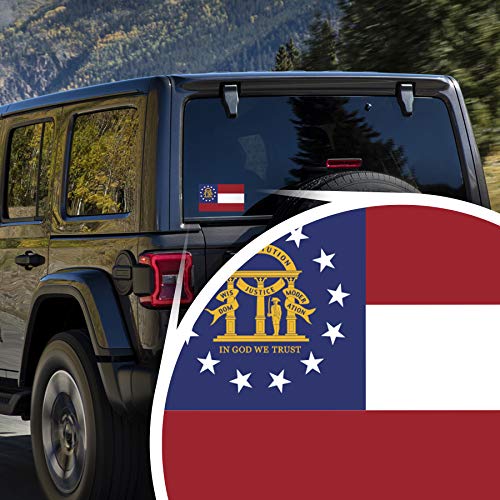 Georgia State Flag Decal Stickers - 2-Pack, 5" x 3", Premium Vinyl