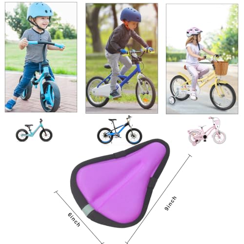 Purple Kids Bicycle Seat Cushion Cover Gel Padding 9x6" Breathable & Water-Resistant