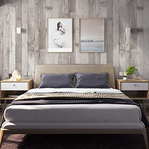 Vinyl Wallpaper Peel and Stick Wood Adhesive Paper Removable Distressed Light Grey Shiplap Self Adhesive Stick on Faux Reclaimed Wood Planks Wall Paper Roll Barnwood Contact Paper Roll 118in