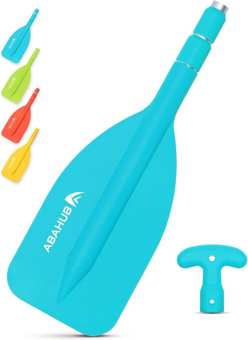 Abahub Premium Telescoping Paddle - 21'' to 42'' Adjustable Aluminium Shaft for Canoeing & Kayaking - Blue