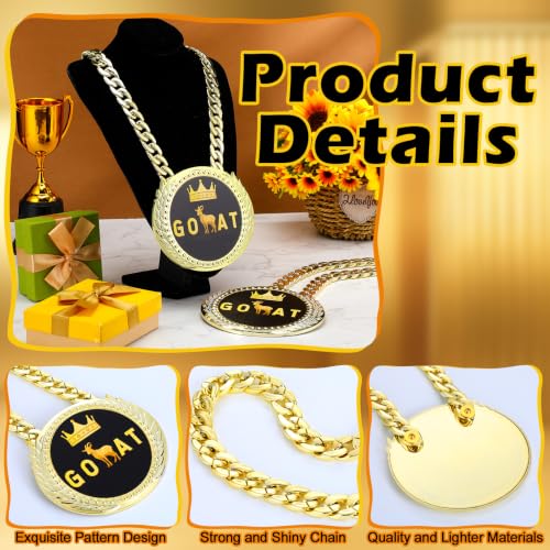 Tondiamo 2-Pack Big Gold Goat Medal Chain Necklace Sports Award - Variation 2