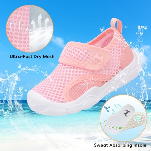 7 Toddler Water Shoes Pink - Quick-Dry Beach & Pool Sandals for Girls & Boys
