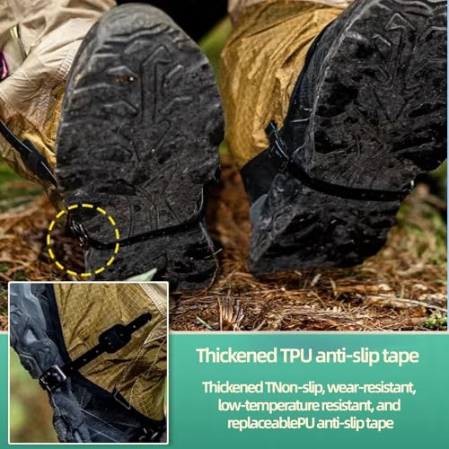 Adjustable Waterproof Ankle Gaiters for Hiking - Khaki, Medium
